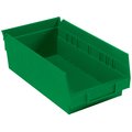 Global Industrial Nestable Shelf Bin, Plastic, 6-5/8 in W in x 11-5/8 in D x 4 in H, Green 184838GN